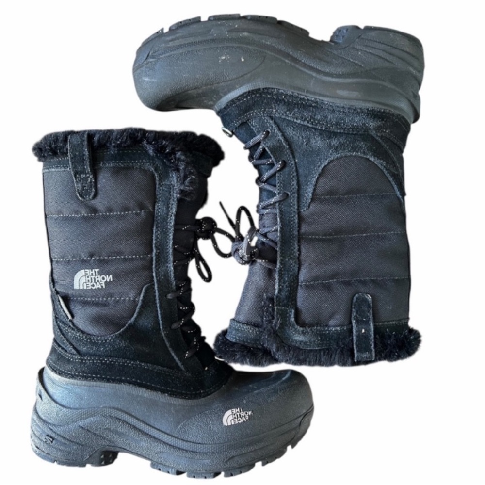 The North Face Girls Black Winter Snow Boots Size 3 Heat Seeker Insulated